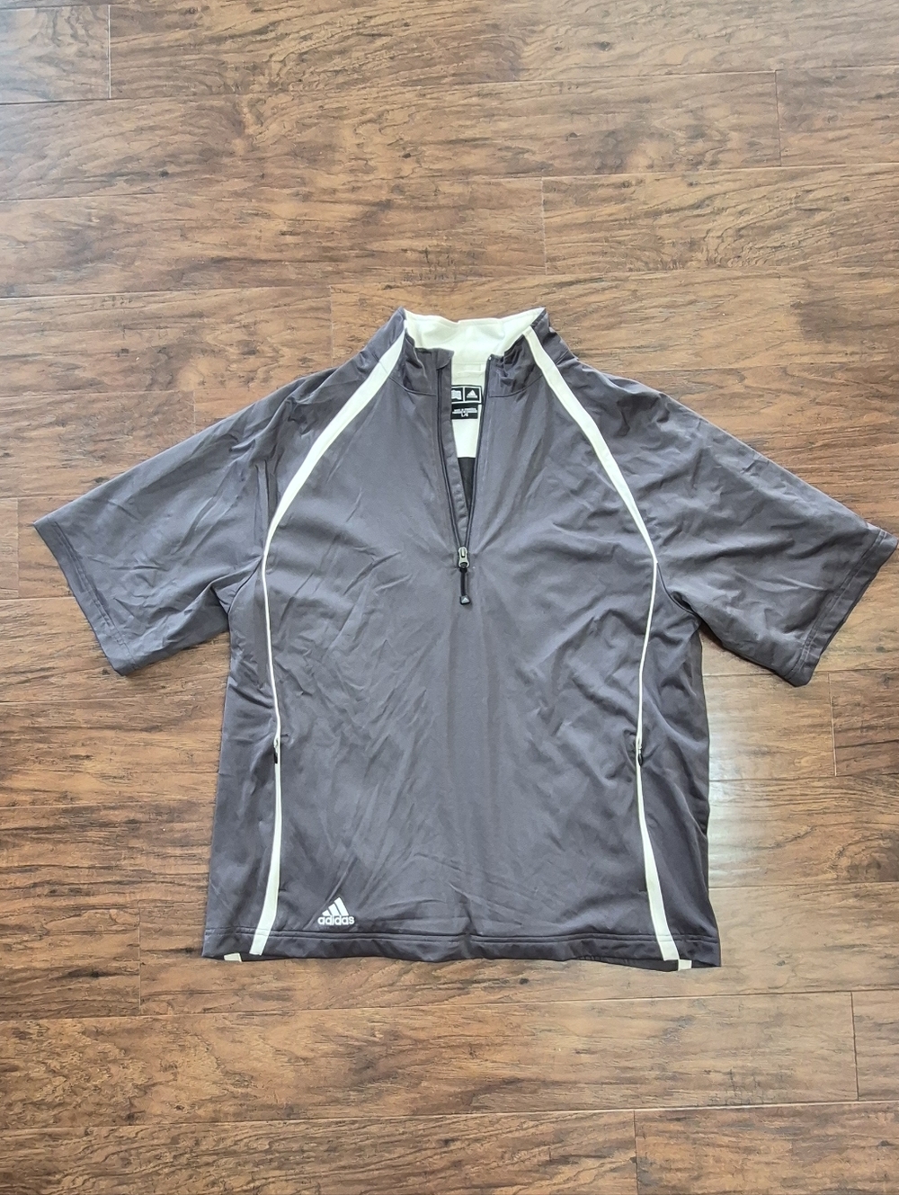 Adidas Gray Short-Sleeve Quarter-Zip Athletic Top Windbreaker Golf Jacket